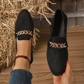 Женские кроссовки Мягкие элегантные лоферы на плоской подошве с круглым носком Повседневные кроссовки Женские Весна Осень Новые туфли без застежек Женские Zapatos De Mujer 36 чёрный