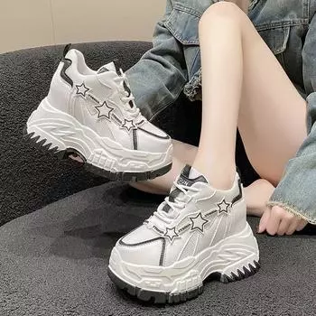 Женские кроссовки на массивном каблуке на высоком каблуке 11 см, спортивная обувь на платформе, женская обувь на толстой подошве со шнуровкой для папы, женская обувь 34 красный