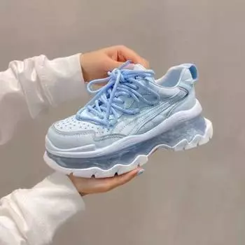 Женские кроссовки на платформе, 2023, дышащие женские спортивные кроссовки, теннисные женские вулканизированные туфли, женские весенние кроссовки 35-40 38 синий