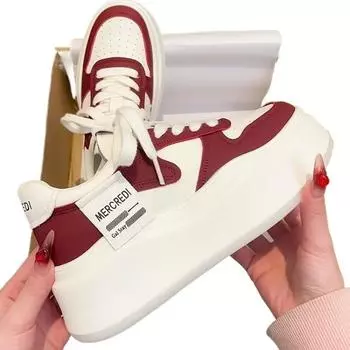 Женские кроссовки на платформе красного цвета, повседневная обувь, женская мода, толстая подошва, вулканизированная обувь, повседневная обувь для ходьбы в студенческом стиле для девочек 35 красный