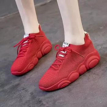 Женские кроссовки на платформе, массивная обувь, белая обувь, летние дышащие кроссовки для бега, осенние легкие теннисные туфли, женские кеды, новинка 4 красный