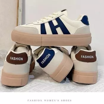 Женские кроссовки на платформе, модная дышащая повседневная обувь, белые кроссовки на толстой подошве 35 синий