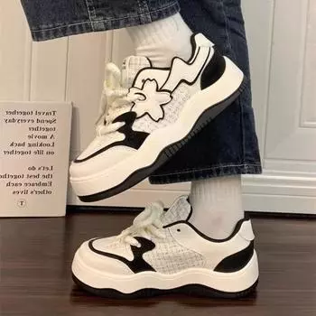 Женские кроссовки на платформе, модный дизайн, шнуровка, скейтборд, балетки, удобная спортивная обувь для бега, тенниса, ходьбы 35