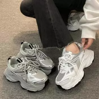 Женские кроссовки на платформе, плоские туфли, женские кроссовки на толстой подошве, модная повседневная обувь, теннисные туфли на толстой подошве, вулканизированные туфли 35 белый
