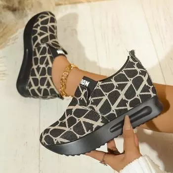 Женские кроссовки на платформе, повседневная нескользящая спортивная обувь для женщин, мокасины больших размеров, новые модные кроссовки с сетчатым принтом для женщин 35 бежевый