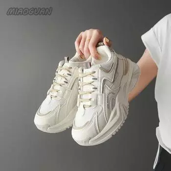 Женские кроссовки на платформе, разноцветные сетчатые, дышащие, студенческие, повседневные, спортивные туфли, женские, на шнуровке, увеличивающие рост, Tenis Femimino 35 зелёный