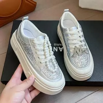 Женские кроссовки на платформе Shine Design Casual Outdoor Shoes Кроссовки класса люкс на шнуровке Высококачественная спортивная обувь для тенниса 35