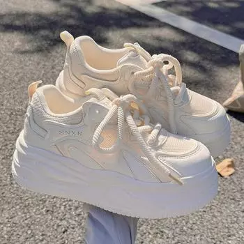 Женские кроссовки на платформе со звездным дизайном, скейтборд на шнуровке, уличная удобная спортивная обувь для бега, теннисные кроссовки для бега 35 белый