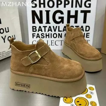 Женские кроссовки на платформе, туфли на плоской подошве, замшевые повседневные туфли для женщин 2025 года, модные зимние туфли для ходьбы в стиле ретро, новые туфли Zapatillas Mujer 35