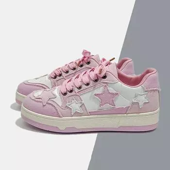 Женские кроссовки на платформе унисекс для ходьбы, студенческие спортивные кроссовки для бега, модные повседневные туфли на плоской подошве со шнуровкой для скейтбординга EUR 35 чёрный