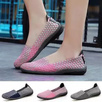 Женские кроссовки на плоской подошве, дышащая ткань, сандалии для отдыха, модная обувь без шнуровки для девочек, размер 35-40