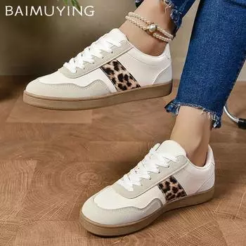Женские кроссовки на плоской подошве с леопардовым принтом, дизайнерские осенние повседневные туфли, спортивная обувь на шнуровке, тренд, новые кроссовки для ходьбы, женские кроссовки Zapatillas 36