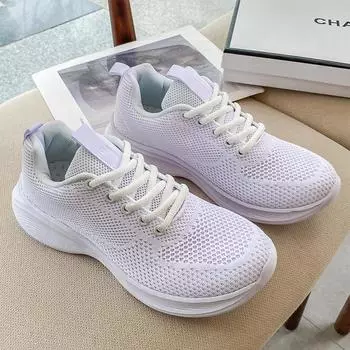 Женские кроссовки на шнуровке, мягкая дышащая женская спортивная обувь, Нескользящие женские кроссовки, уличная гибкая вулканизированная обувь 35