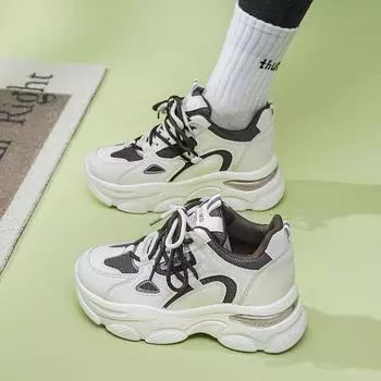 Женские кроссовки на шнуровке, повседневная удобная женская обувь, весенняя уличная нескользящая модная женская обувь с круглым носком 35