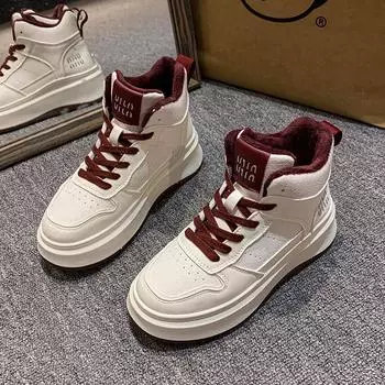 Женские кроссовки на шнуровке с круглым носком и толстой подошвой 2024 года, высококачественные повседневные удобные женские туфли с высоким берцем Zapatillas De Mujer 35 бежевый