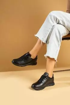 Женские кроссовки на шнуровке с удобной подошвой A1971-23BlackBlackSkin