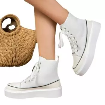 Женские кроссовки на шнуровке, универсальные, высокие, удобные, дышащие, вулканизированные, повседневные, спортивные, однотонные, женские, 36-43 36 чёрный