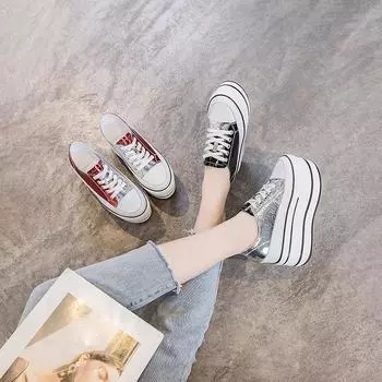 Женские кроссовки на танкетке, черные, массивные, женские, удобные, повседневные, белые, женские туфли на платформе, кроссовки на высоком каблуке 33 красный