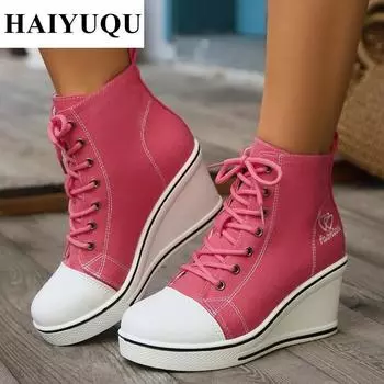 Женские кроссовки на танкетке из парусины на плоской подошве для активного отдыха на свежем воздухе, спортивная обувь для прогулок, дизайнерские тренды, новинка, горячая распродажа, Zapatillas Mujer 35