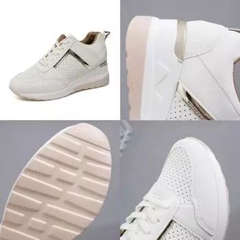 Женские кроссовки на танкетке со шнуровкой, дышащая спортивная обувь, повседневная женская обувь на платформе, женская вулканизированная обувь Tenis De Mujer 35