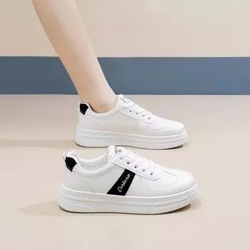 Женские кроссовки на толстой платформе, повседневные, дышащие, легкие, из искусственной кожи, для ходьбы, удобные, нескользящие, со шнуровкой, для работы, теннисные кроссовки для женщин 35