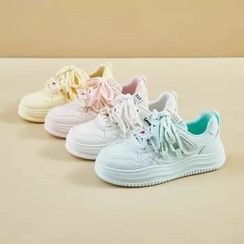 Женские кроссовки на толстой платформе, повседневные кроссовки из искусственной кожи для женщин, нескользящие кроссовки на шнуровке, удобные теннисные туфли на весну и осень 35 розовый