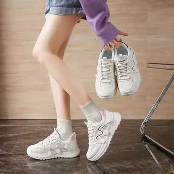 Женские кроссовки на толстой платформе, повседневные туфли для пап, удобные кроссовки на шнуровке для ходьбы, нескользящие теннисные кроссовки, дышащие спортивные кроссовки для женщин 35