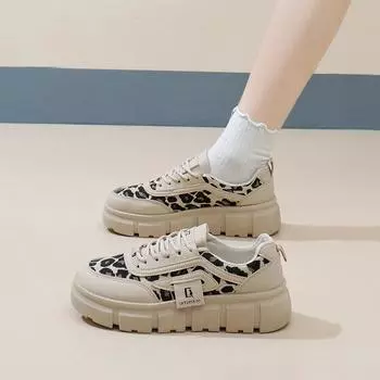 Женские кроссовки на толстой платформе, прогулочные туфли со шнуровкой, удобные теннисные туфли из искусственной кожи для тренировок, женские повседневные легкие нескользящие кроссовки 35 белый