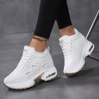 Женские кроссовки на толстой подошве белые увеличивающие рост высококачественные дышащие повседневные кроссовки модный спортивный тренд 40