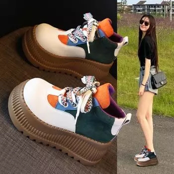 Женские кроссовки на толстой подошве и высокой платформе, осень 2024 г. 38 жёлтый