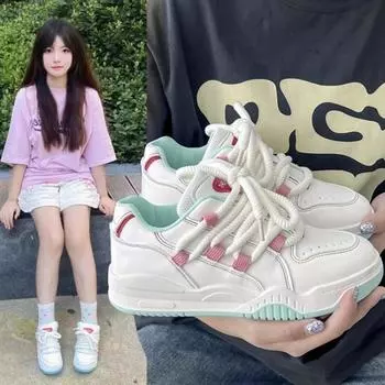 Женские кроссовки на толстой подошве, корейские женские дышащие кроссовки на платформе со шнуровкой, весенне-осенняя женская вулканизированная обувь, Zapatos Mujer 36 серый