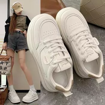 Женские кроссовки на толстой подошве, летние, новые, универсальные, маленькие, весенние и осенние, спортивные, повседневные, белые туфли 35 хаки