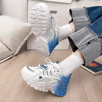 Женские кроссовки на толстой подошве, новые дышащие сетчатые спортивные туфли на платформе со шнуровкой для женщин, повседневная женская обувь для ходьбы, Tenis De Mujer 35