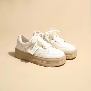 Женские кроссовки на толстой подошве, новые весенне-осенние универсальные дышащие белые туфли, нишевая спортивная повседневная обувь, увеличивающая рост 35 белый