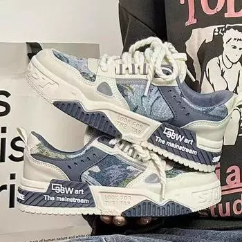 Женские кроссовки на толстой подошве, новые весенние дышащие универсальные повседневные туфли, нескользящие туфли из холста с рисунком маслом 35