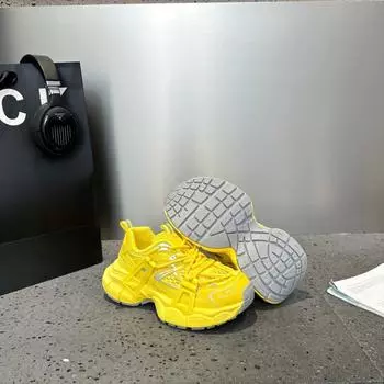Женские кроссовки на толстой подошве с ремешками, новые весенне-летние, жареные уличные, сетчатые, дышащие, спортивные и для отдыха, трендовые 35 жёлтый