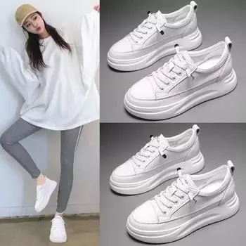 Женские кроссовки на толстой подошве, спортивные белые туфли, новая весенняя обувь для увеличения роста, универсальная повседневная обувь для студентов, детская обувь 35