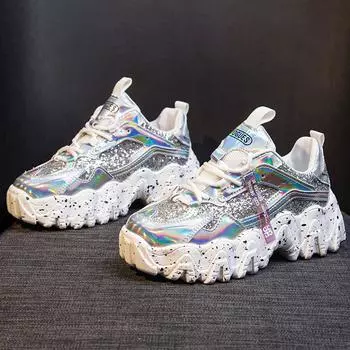 Женские кроссовки на толстой подошве в ночное время, светоотражающая модная повседневная спортивная обувь 35 красный