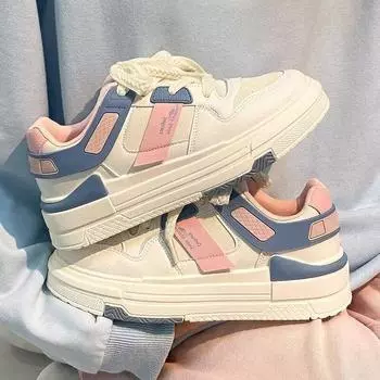 Женские кроссовки на толстой подошве, весенние белые туфли в корейском стиле для студентов, молочная обувь Fufu, маленькая спортивная повседневная обувь для демонстрации ног 35