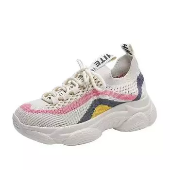 Женские кроссовки на толстом каблуке, на шнуровке, на толстой подошве, вулканизированная обувь для женщин, дышащая, на толстой подошве, повседневная обувь для ходьбы для женщин 36