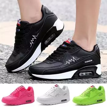 Женские кроссовки на воздушной подушке, повседневные кроссовки, модные кожаные дышащие спортивные туфли, женские кроссовки 35 чёрный