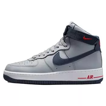 Женские кроссовки Nike Air Force 1 High New England Patriots серые, волчьи-серые, темно-синие, DZ7338-001 35.5