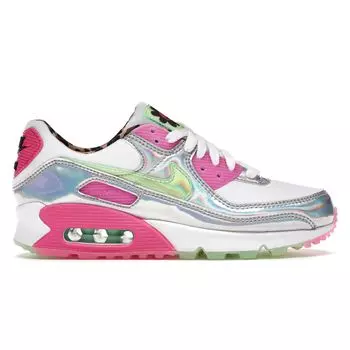 Женские кроссовки Nike Air Max 90 LX Laser Fuchsia White Illusion-Green Black CQ2559-100
