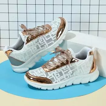 Женские кроссовки, новая повседневная обувь, модные кроссовки, дышащие удобные уличные кроссовки 36 белого золота