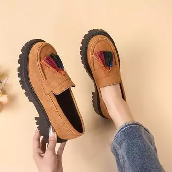 Женские кроссовки, новые, большого размера, британский стиль, кроссовки с кисточками, женские, на платформе, офисные, легкие, повседневные, дизайнерские туфли Zapatos De Mujer 35