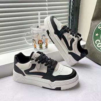 Женские кроссовки, новые летние кожаные туфли на платформе Muffin, белые туфли одного цвета с круглым носком, легкая повседневная обувь для тренировок для женщин 35