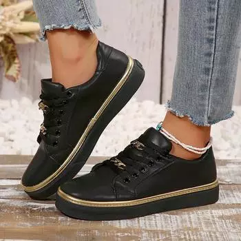 Женские кроссовки, новые модные кожаные удобные кроссовки с круглым носком на платформе, прогулочная женская обувь на шнуровке, вулканизированная обувь 35 белый