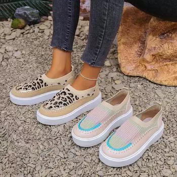 Женские кроссовки, новые модные леопардовые туфли из парусины для женщин, повседневные кроссовки на плоской подошве, женская дизайнерская обувь на платформе 36