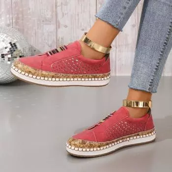 Женские кроссовки Новые модные женские кроссовки без застежек Дышащие повседневные открытые удобные кроссовки для активного отдыха Вулканизированная обувь 36