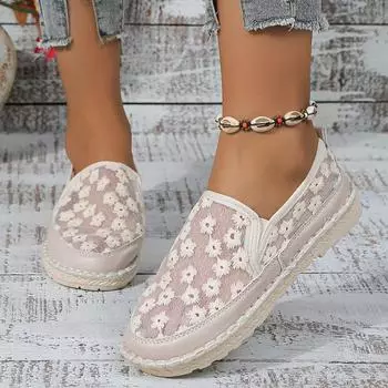 Женские кроссовки, новые повседневные дизайнерские туфли для женщин, летняя мода, удобные мокасины, дышащие сетчатые кроссовки на платформе для женщин 35 абрикосовый